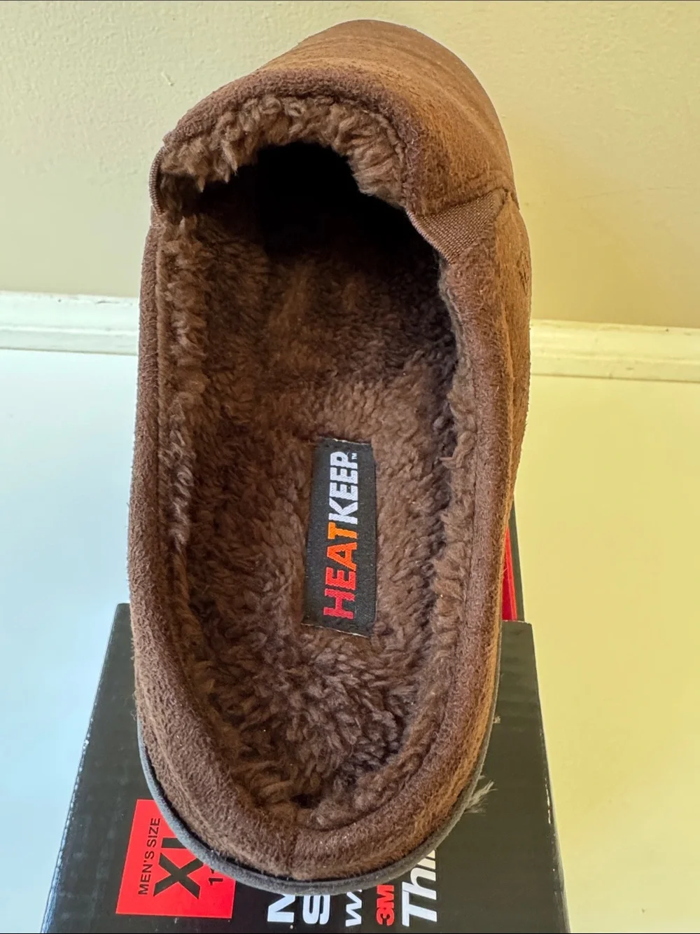 3M Thinsulate Men’s Brown Slip-On Heat Keep Memory Foam Slippers XL (11-12)